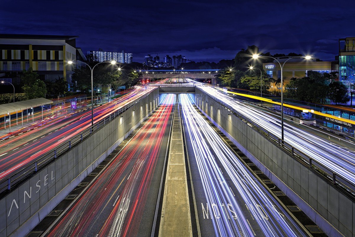 city, Light trails, Road, Lights, Long exposure Wallpaper