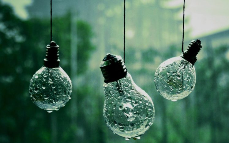 water drops, Lightbulb, Rain HD Wallpaper Desktop Background