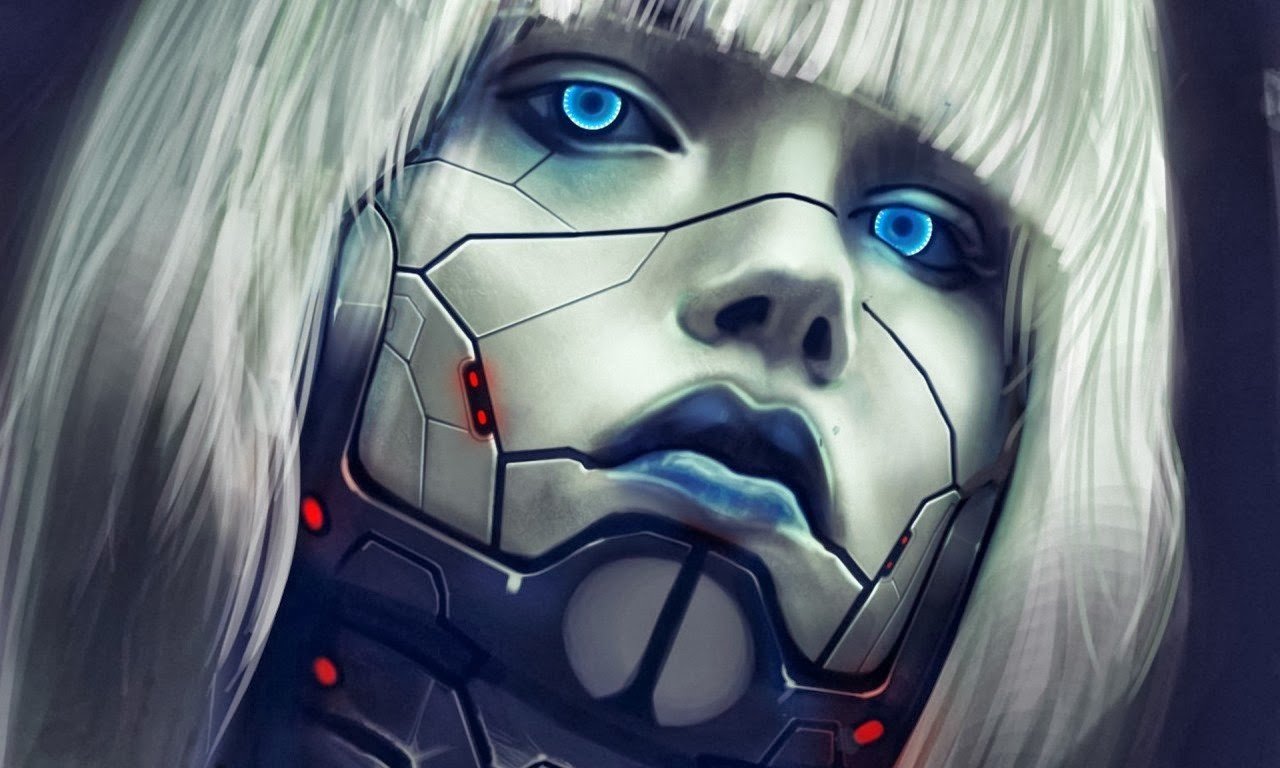 cyberpunk, Cyborg, Blue Wallpaper