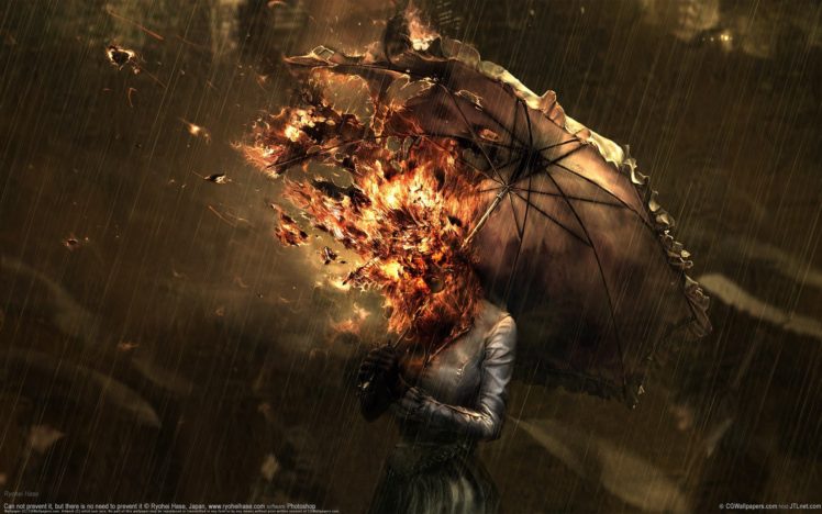 umbrella, Spontaneous combustion HD Wallpaper Desktop Background