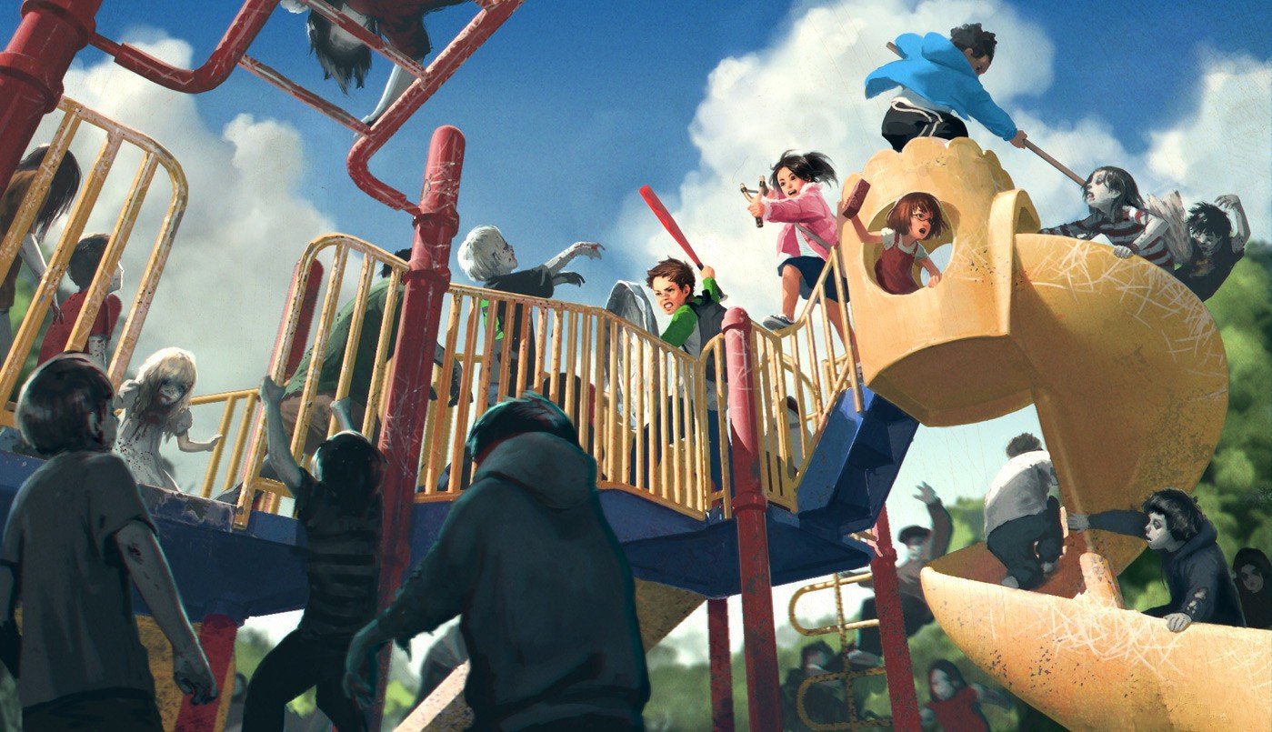 playground, Zombies, Fighting Wallpaper