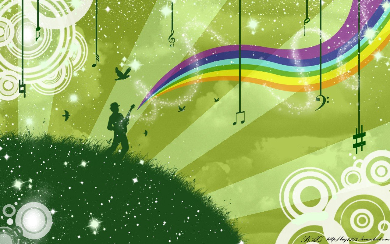 music, Rainbows Wallpaper