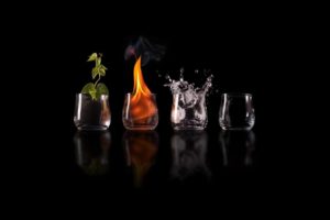 glass, Fire, Water, Black, Reflection