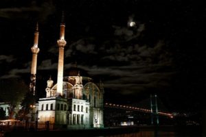 mosques, Istanbul, Turkey, Bosphorus, Stars, Night, Ortaköy Mosque
