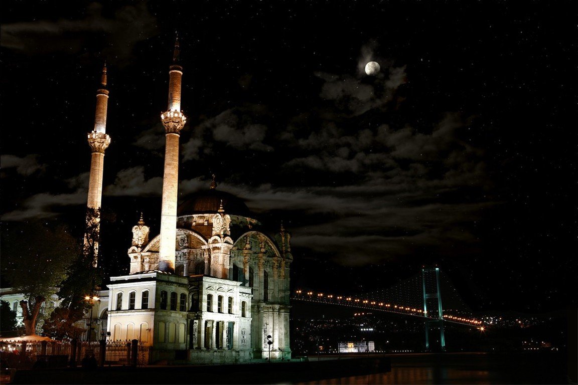 mosques, Istanbul, Turkey, Bosphorus, Stars, Night, Ortaköy Mosque Wallpaper
