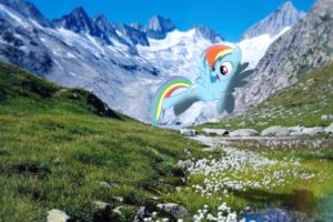 My Little Pony, Rainbow Dash, Mane 6, Switzerland, Unteraargletscher, Adobe Photoshop