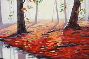 Graham Gercken, Painting, Fall, Puddle, Leaves, Trees