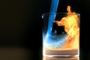 water, Fire, Glass
