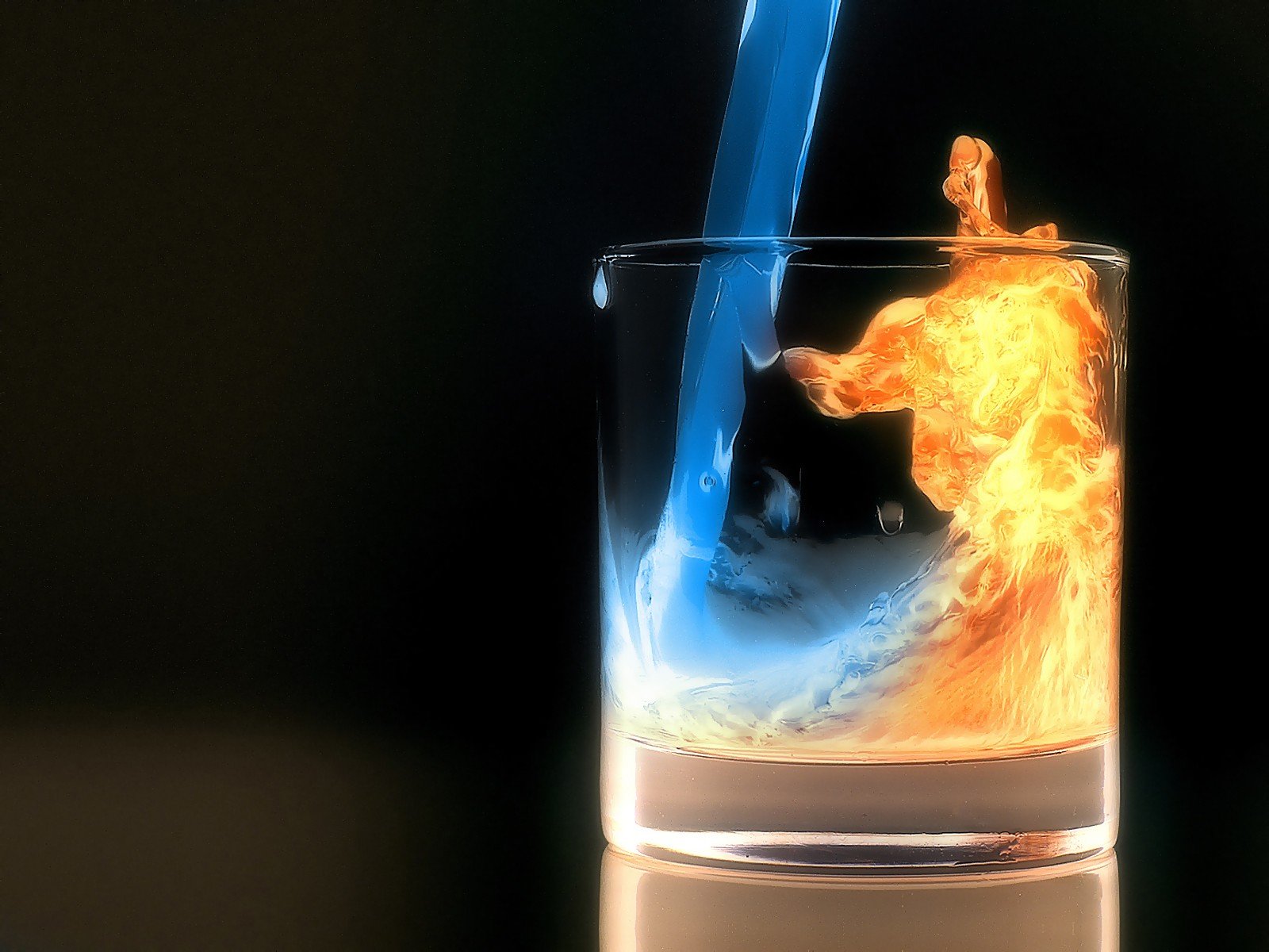 water, Fire, Glass Wallpaper