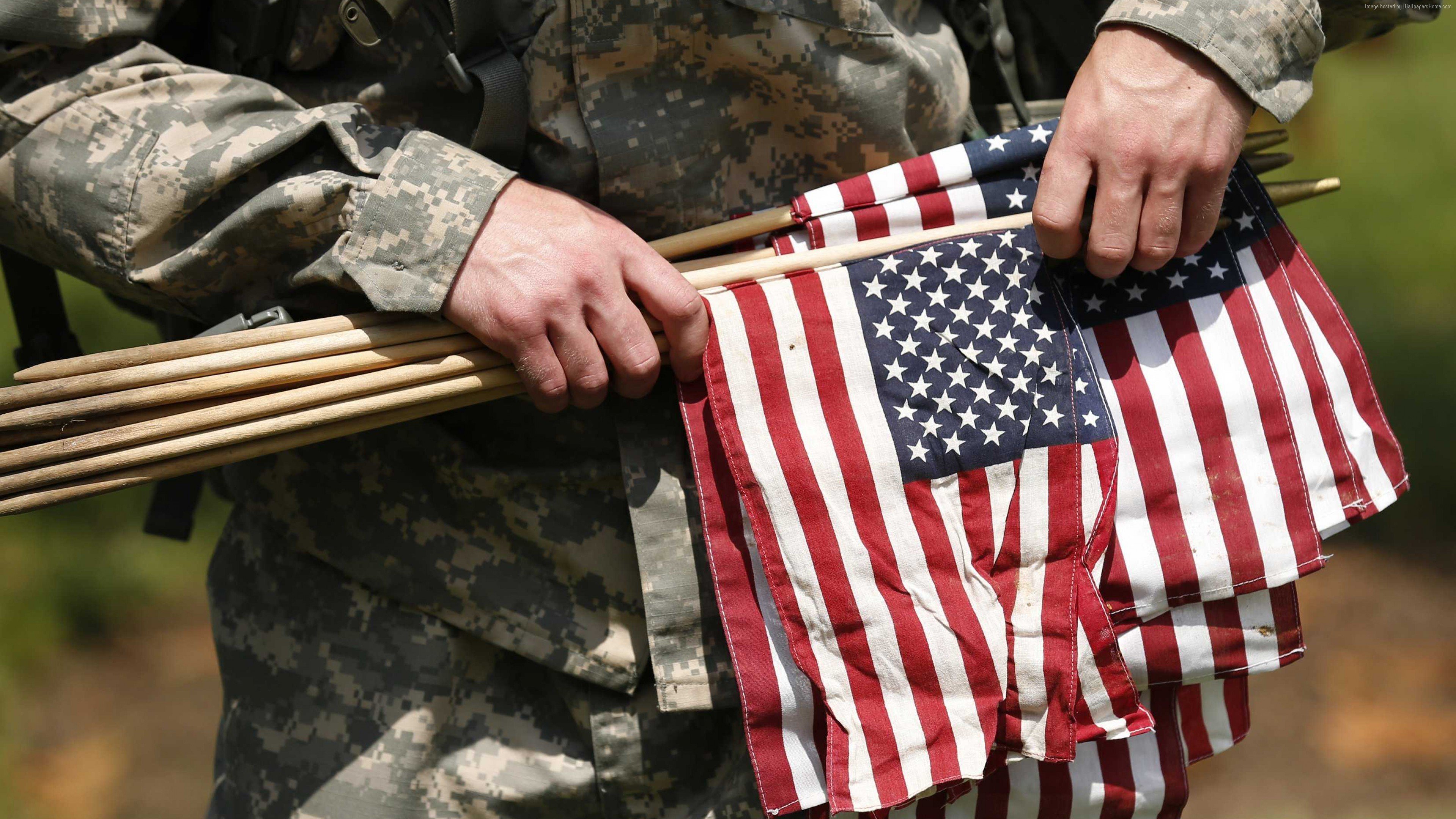 USA, Soldier, Flag, American flag Wallpaper