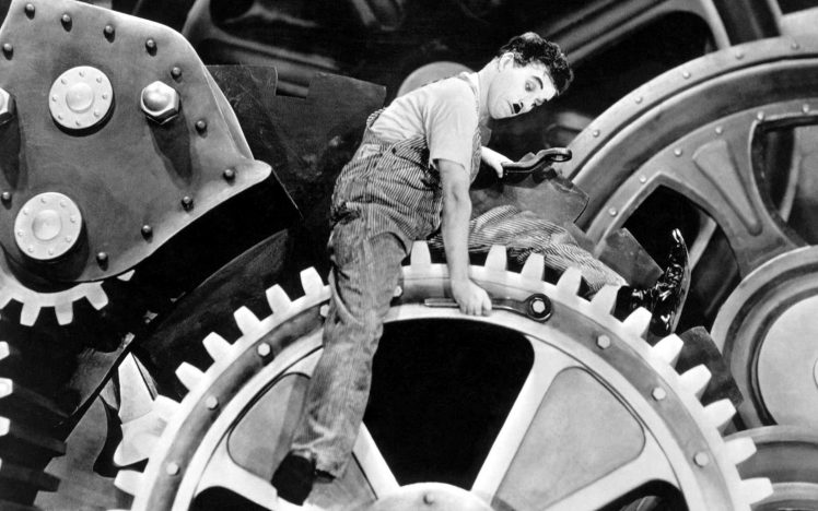 Charlie Chaplin, Modern Times, Gears HD Wallpaper Desktop Background