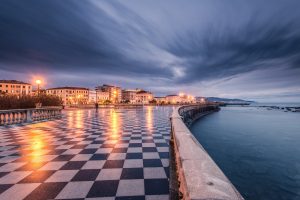 cityscape, Architecture, Town square, Europe, Italy, Livorno, Terraces, Checkered, Evening, Long exposure