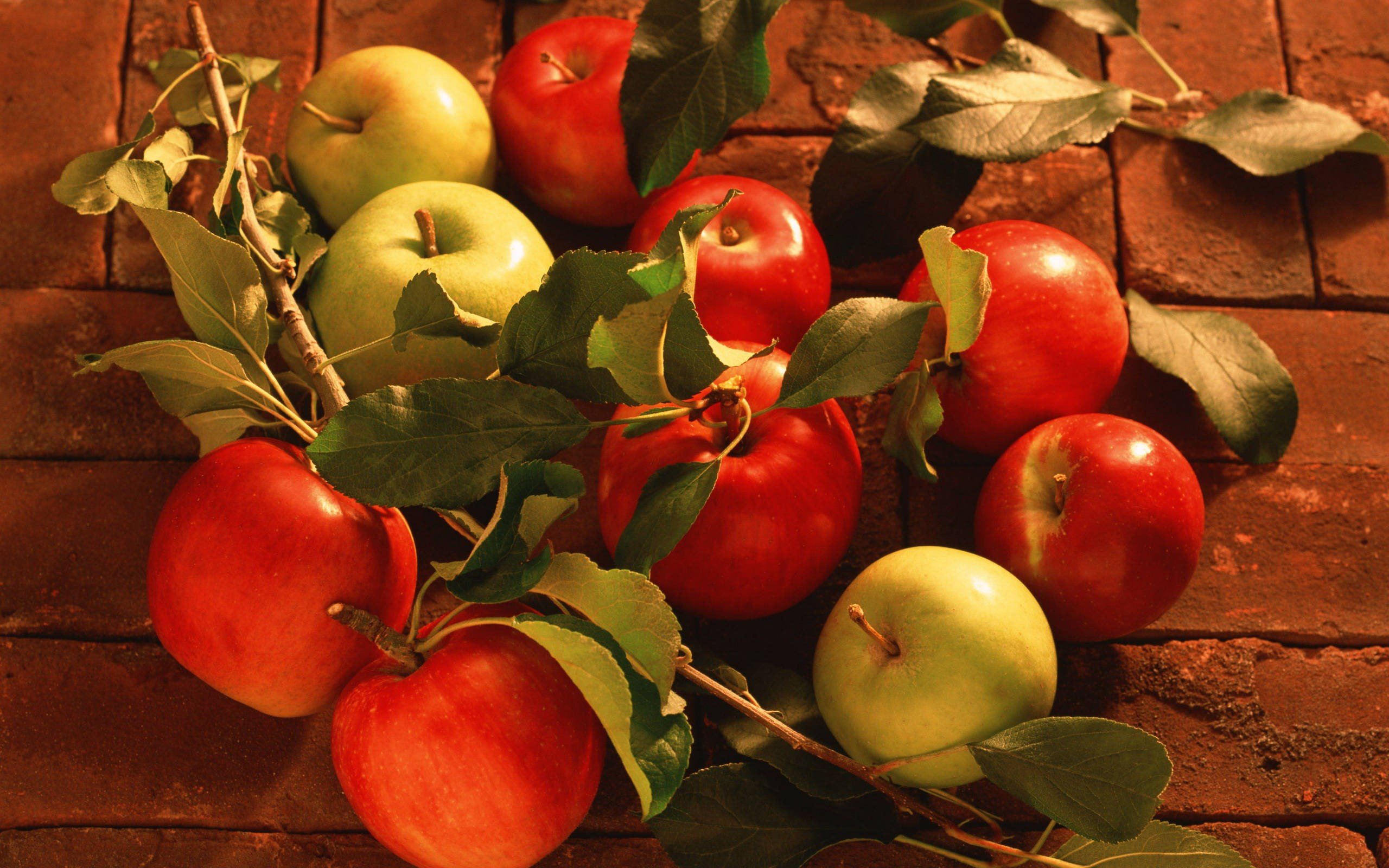 apples, Leaves Wallpaper