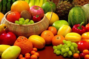grapes, Orange (fruit), Baskets, Pineapples, Peppers, Tomatoes