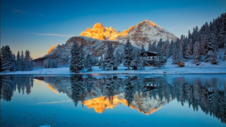 mountain, Snow, Reflection HD Wallpaper Desktop Background