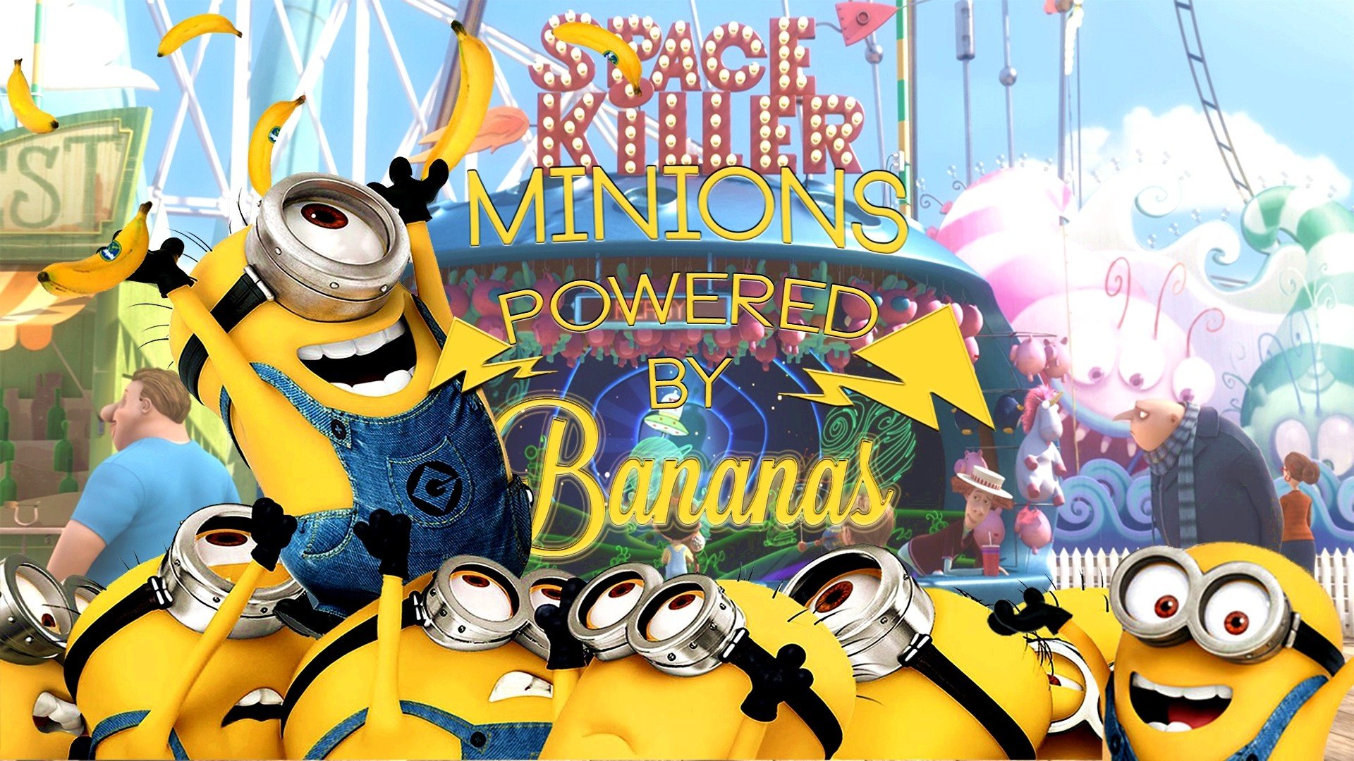 minions, Despicable Me, Bananas, Happy Wallpaper