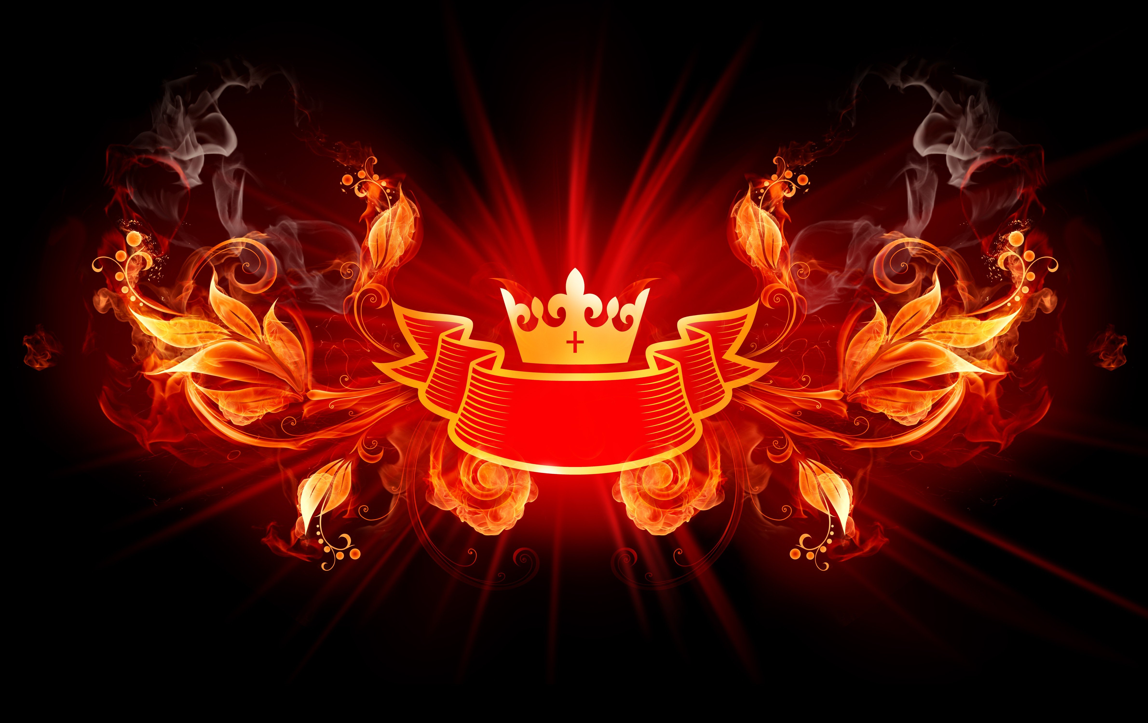 fire, Crowns Wallpaper