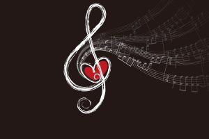 musical notes, Hearts, Treble clef