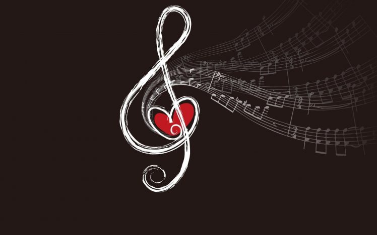 musical notes, Hearts, Treble clef HD Wallpaper Desktop Background