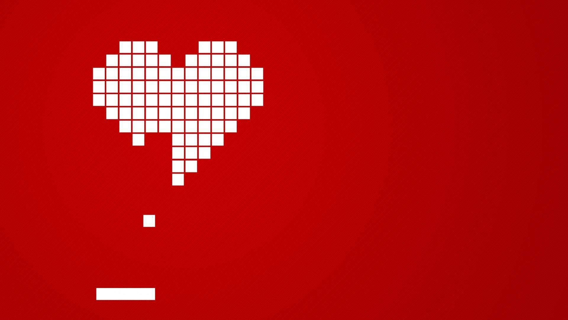 Brick, Hearts, Red background, Arkanoid Wallpaper