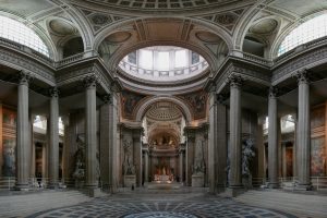 architecture, Interiors, Cathedral, Painting, Columns, Pillar, Arch, Sculpture, Panoramas, Sunlight, Pantheons, Paris, France