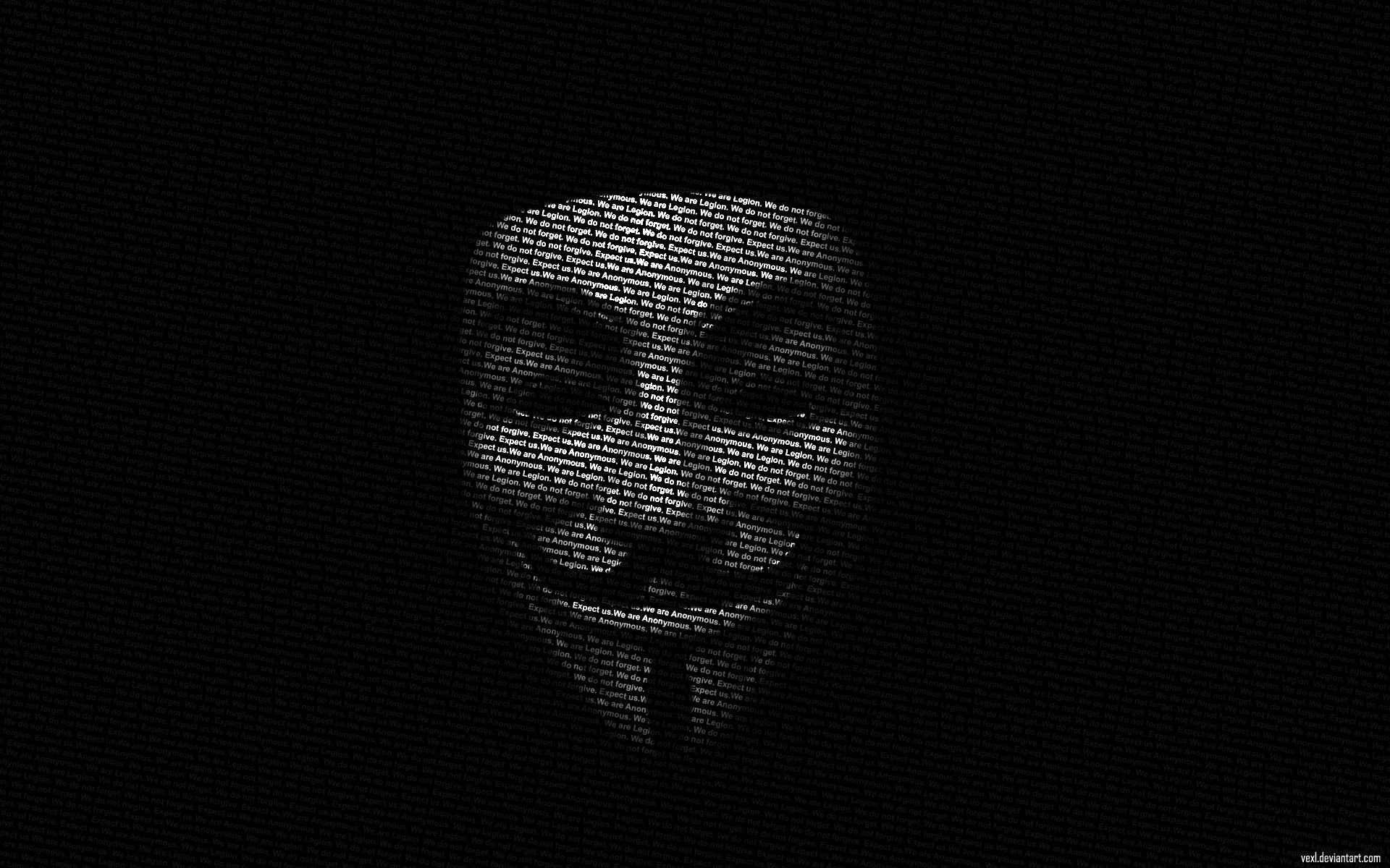 Anonymous, Black, Guy Fawkes, Typographic portraits Wallpaper