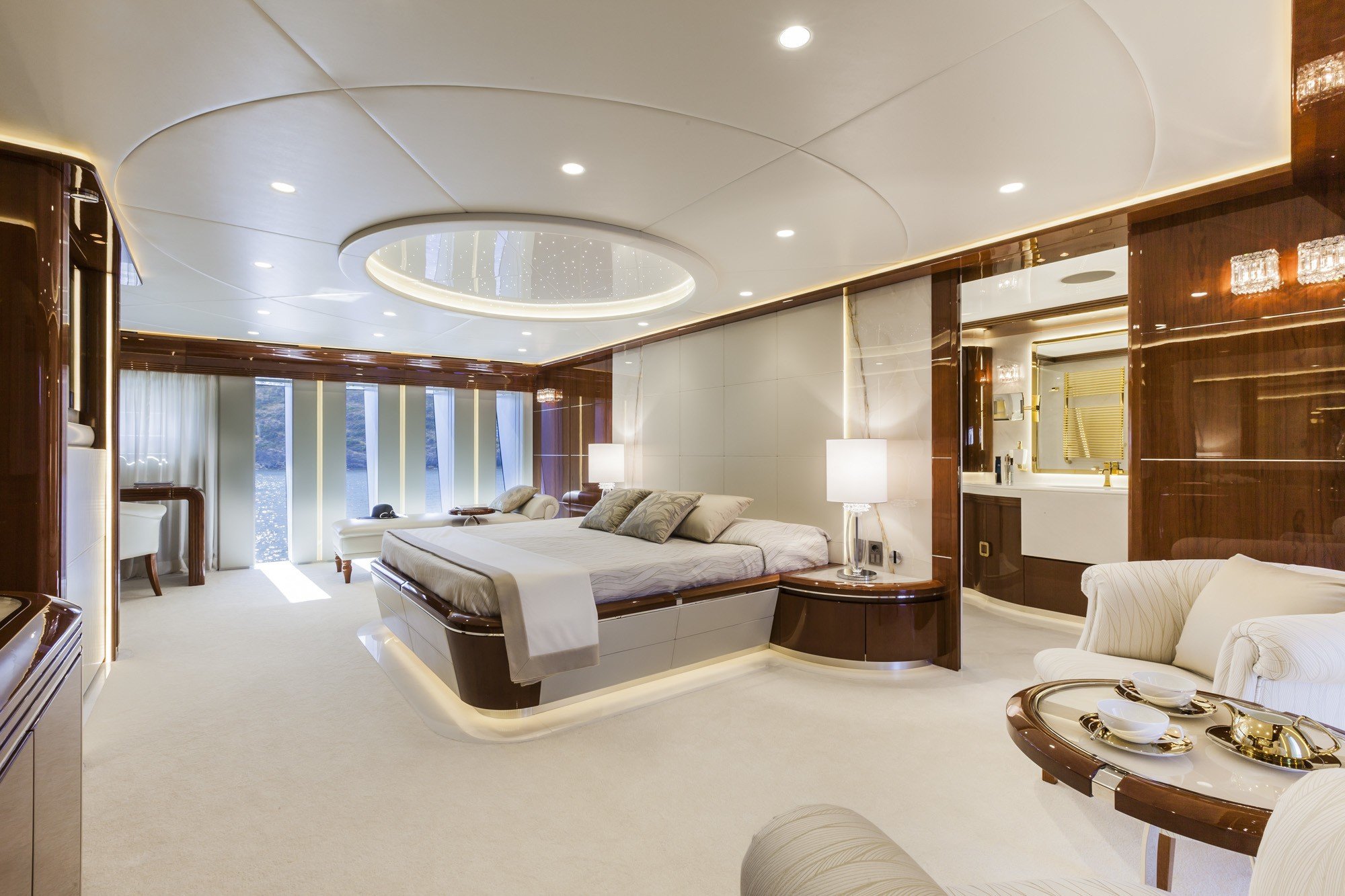 bedroom, Bed, Pillow, Chair, Lamps, Interiors, Interior design Wallpaper