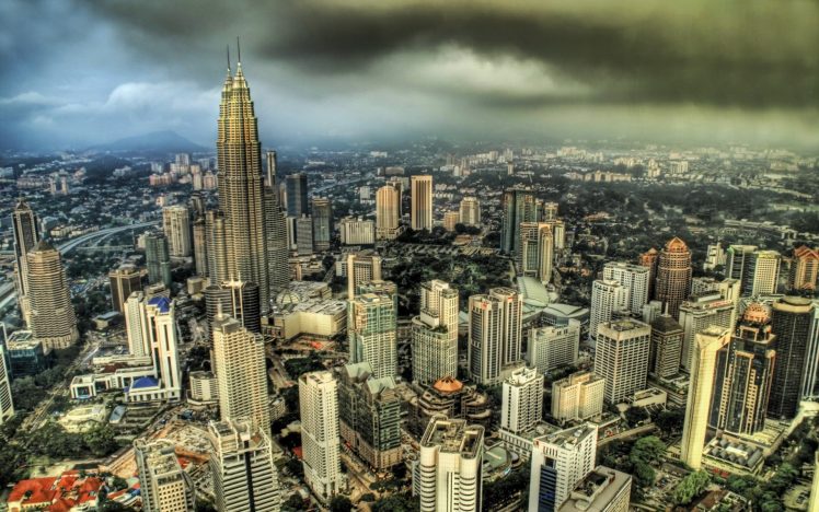 Petronas Towers, Kuala Lumpur, Malaysia, HDR, Cityscape HD Wallpaper Desktop Background