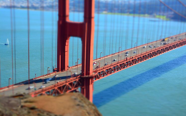 tilt shift, Golden Gate Bridge, Bridge, Architecture HD Wallpaper Desktop Background