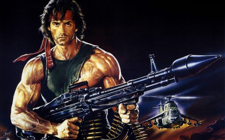 drawing, Rambo, Helicopters, Sylvester Stallone HD Wallpaper Desktop Background