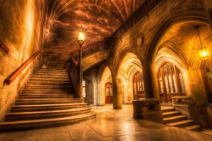architecture, Interiors, Staircase, HDR, Columns, Chicago, Universities, Arch, Lights, Walls, History, Bricks, Old building, USA
