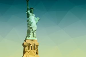 Statue of Liberty, Triangle, Adobe Photoshop, Blue, Low poly