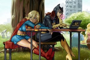 Supergirl, Batgirl, Laptop, Trees, Chair, Bubble gum, National park