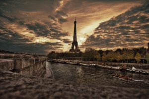 Paris, Eiffel Tower, Canal, Dusk