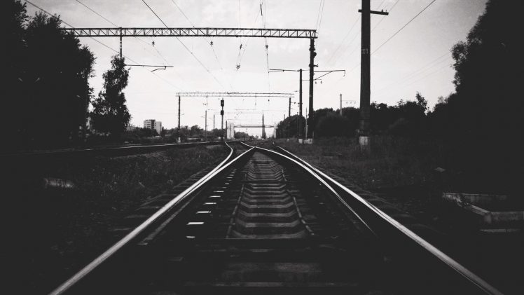 railway, Monochrome HD Wallpaper Desktop Background