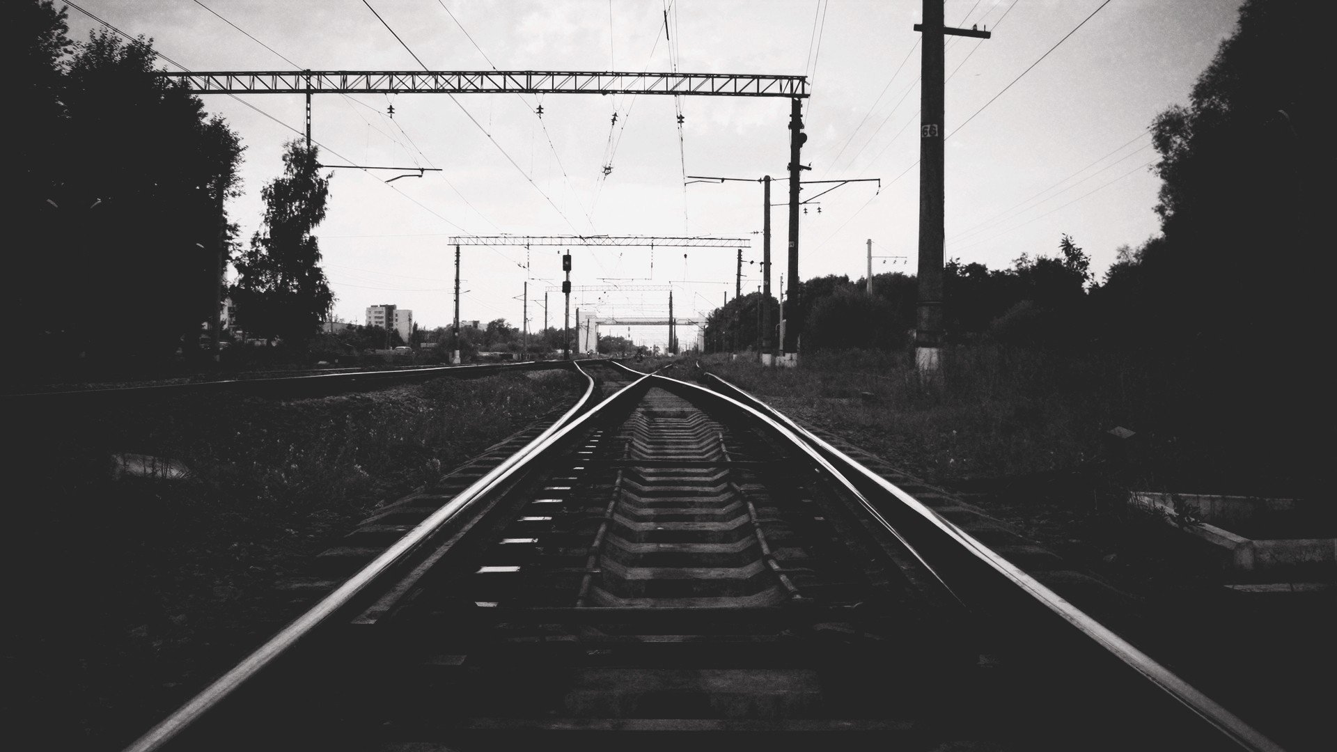 railway, Monochrome Wallpaper