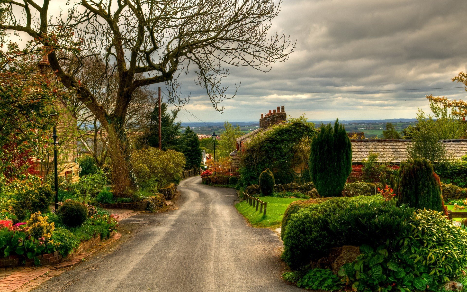 road, Village Wallpaper