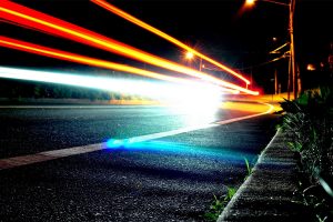 road, Light trails, Street light, Night