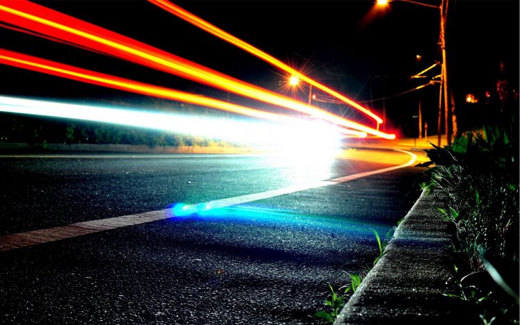road, Light trails, Street light, Night Wallpapers HD / Desktop and Mobile  Backgrounds
