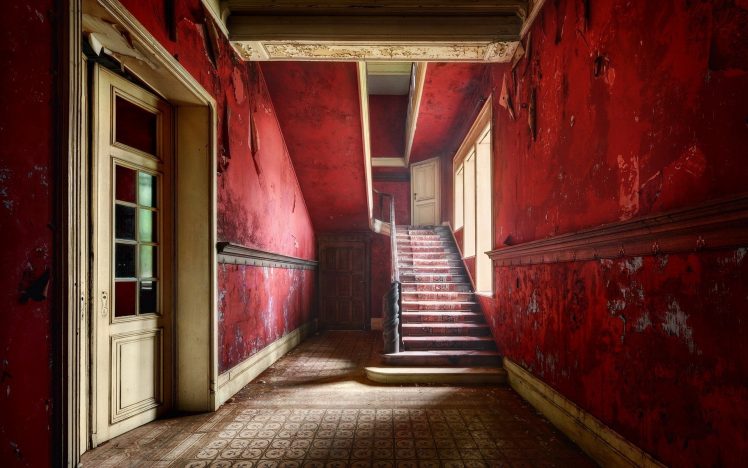 stairs, House, Red HD Wallpaper Desktop Background