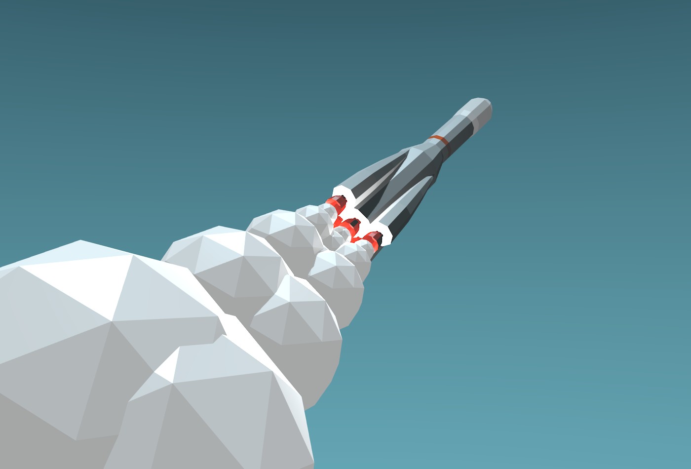 blue background, Rockets, Low poly, Minimalism, Spaceship, Smoke Wallpaper