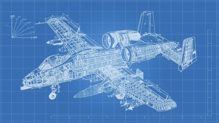 airplane, Technology, Engineering, A 10 Thunderbolt, Blueprints HD Wallpaper Desktop Background