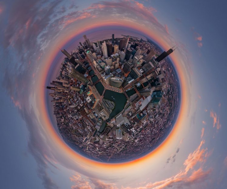Chicago, Panoramic sphere HD Wallpaper Desktop Background