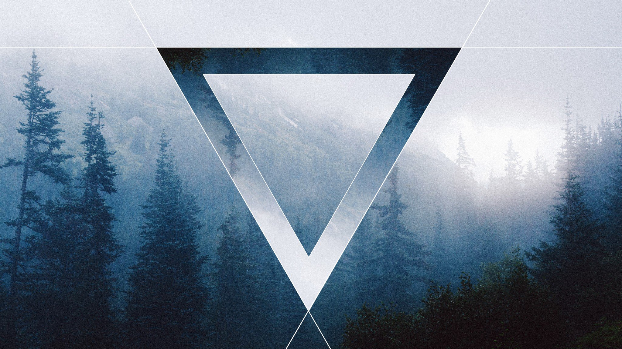 triangle, Trees, Blue Wallpaper