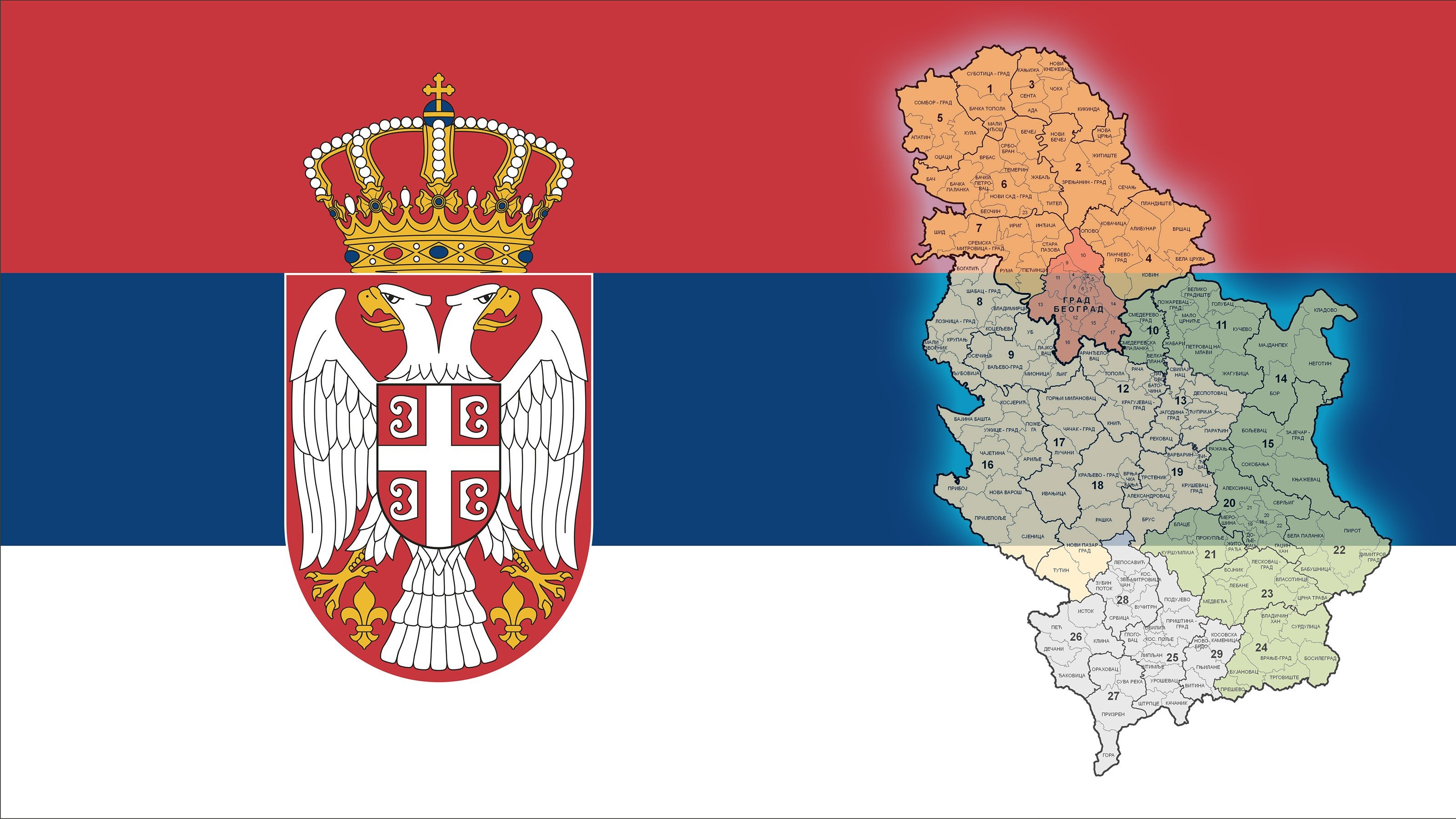 Serbia, Flag, Map Wallpaper