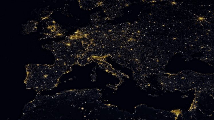 map, Night, Europe HD Wallpaper Desktop Background