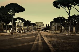 city, Rome, Colosseum, Road