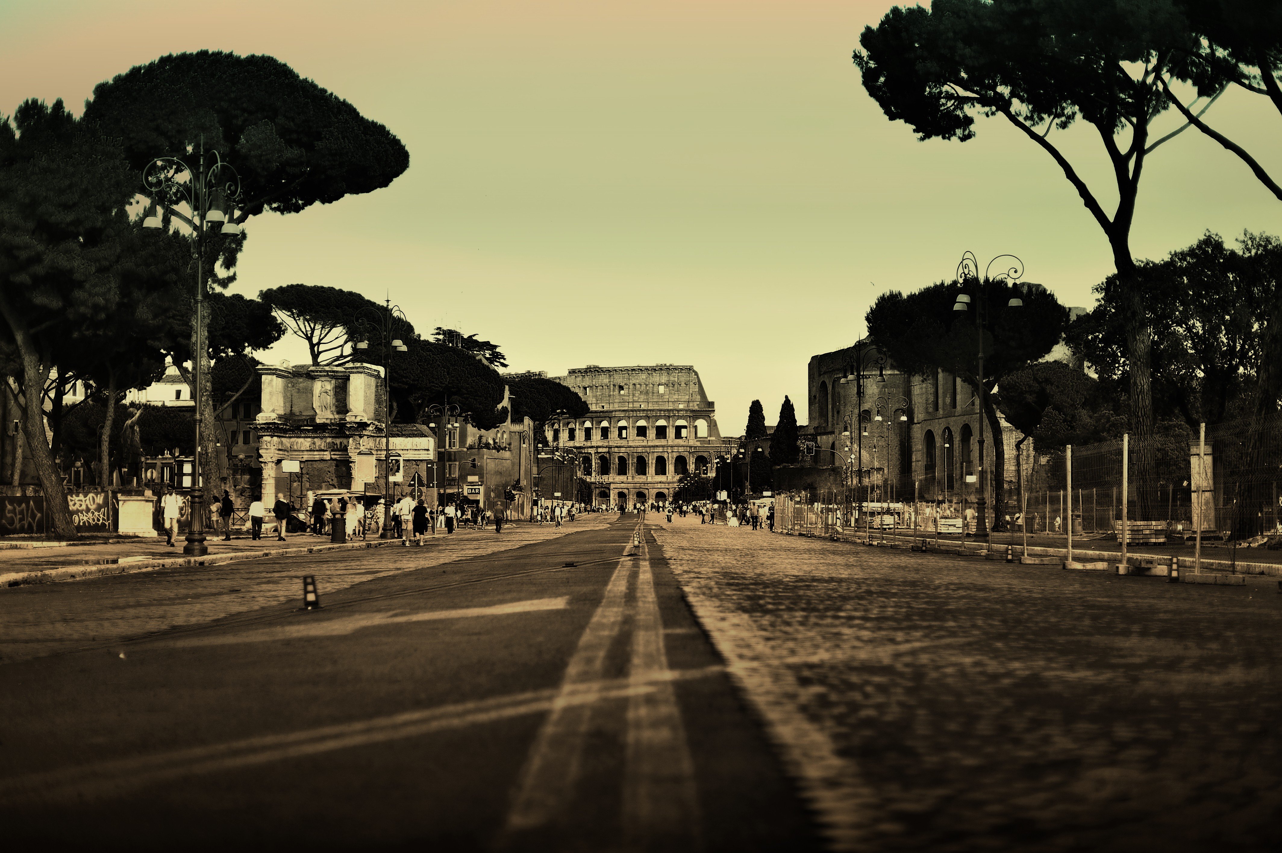 city, Rome, Colosseum, Road Wallpaper
