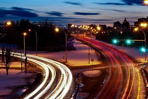 cityscape, Long exposure, Road, Light trails, Street light, Canada