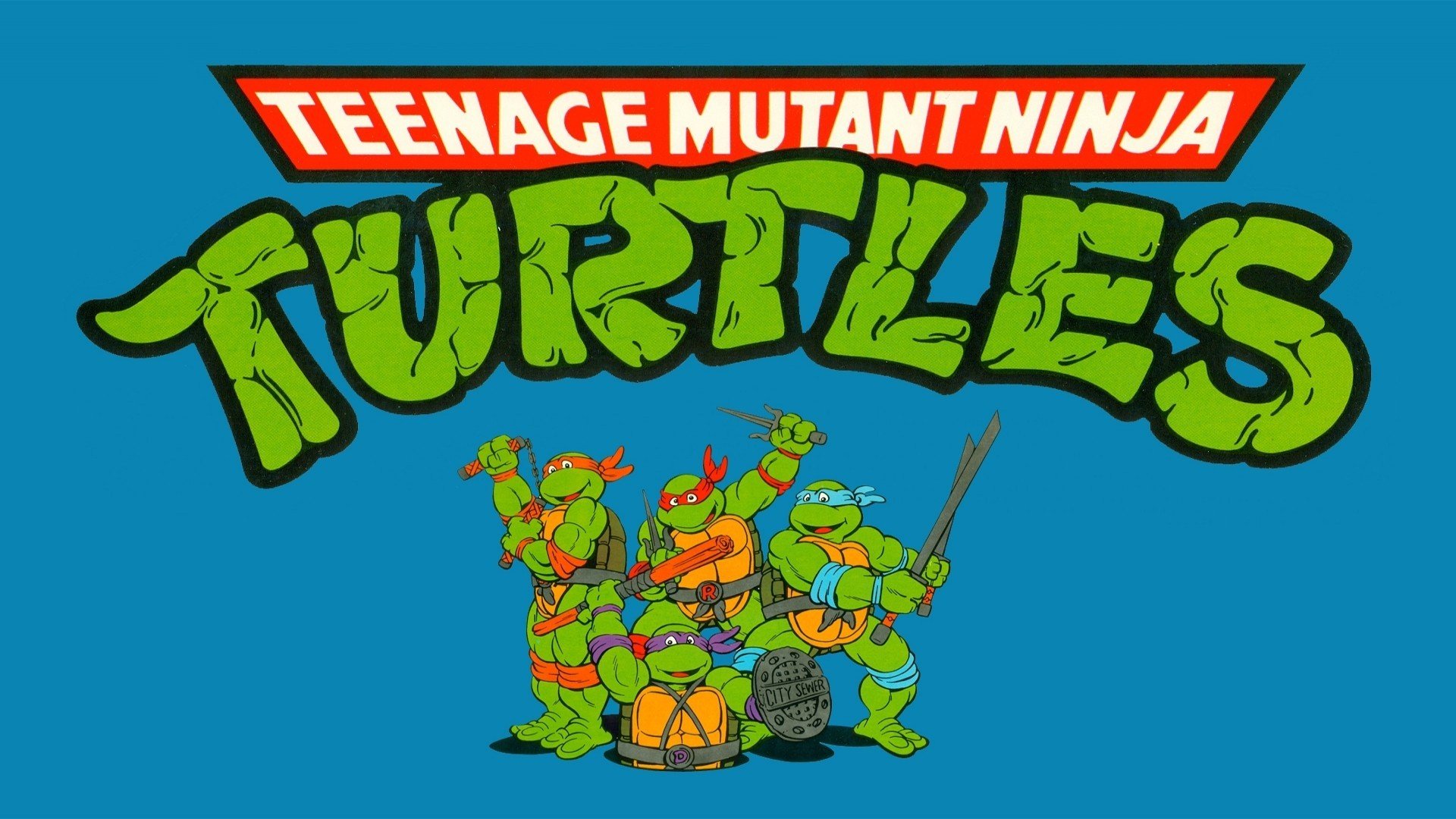 blue background, Teenage Mutant Ninja Turtles Wallpaper